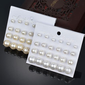 Set de 12 perechi de cercei cu perle simulate albe pentru femei Bijuterii pe ureche Kit de cercei cu bile Bijouteria brincos Bijoux