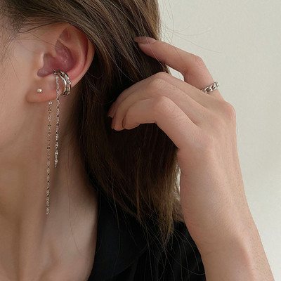 2022, noua moda, zircon stralucitor in forma de C cu ciucuri lungi, cercei fara piercing, design feminin, bijuterii pentru petrecere.