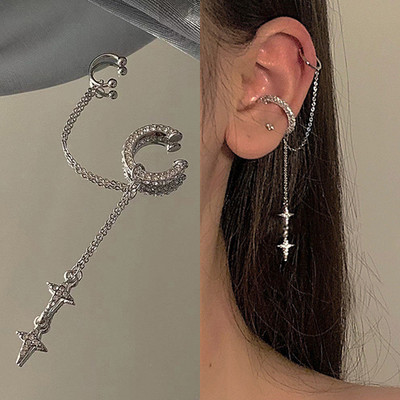 2022, noua moda, zircon stralucitor in forma de C cu ciucuri lungi, cercei fara piercing, design feminin, bijuterii pentru petrecere.