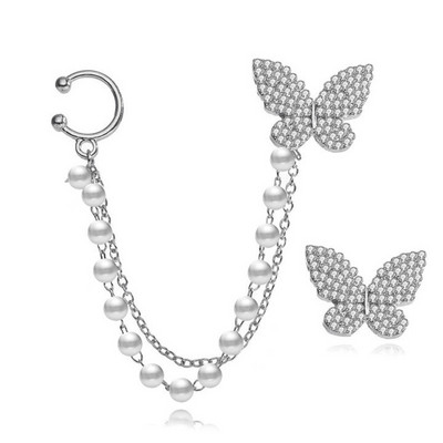 2022, noua moda, zircon stralucitor in forma de C cu ciucuri lungi, cercei fara piercing, design feminin, bijuterii pentru petrecere.