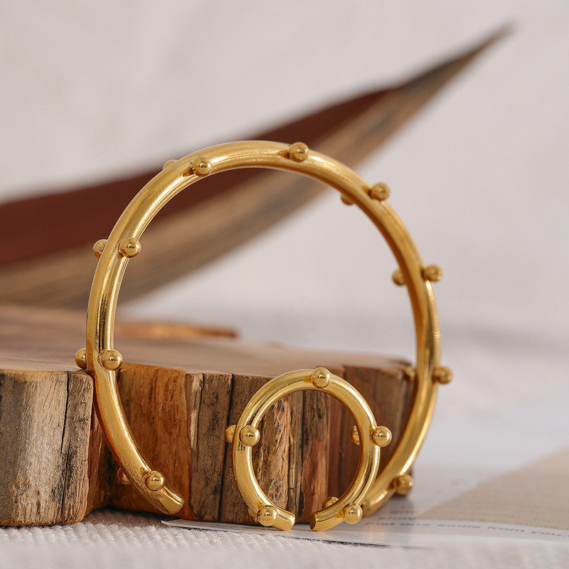 Yhpup Charm Minimalista bevont rozsdamentes acél nyitott karkötő gyűrűszett nőknek Stílusos egyedi divatékszer ajándék