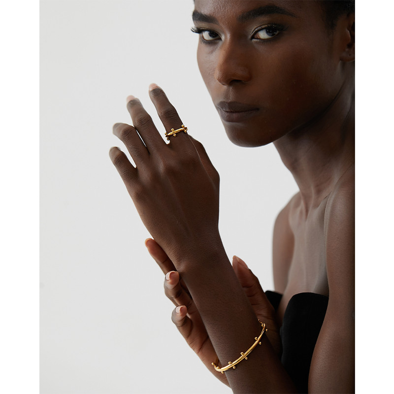 Yhpup Charm Minimalista bevont rozsdamentes acél nyitott karkötő gyűrűszett nőknek Stílusos egyedi divatékszer ajándék