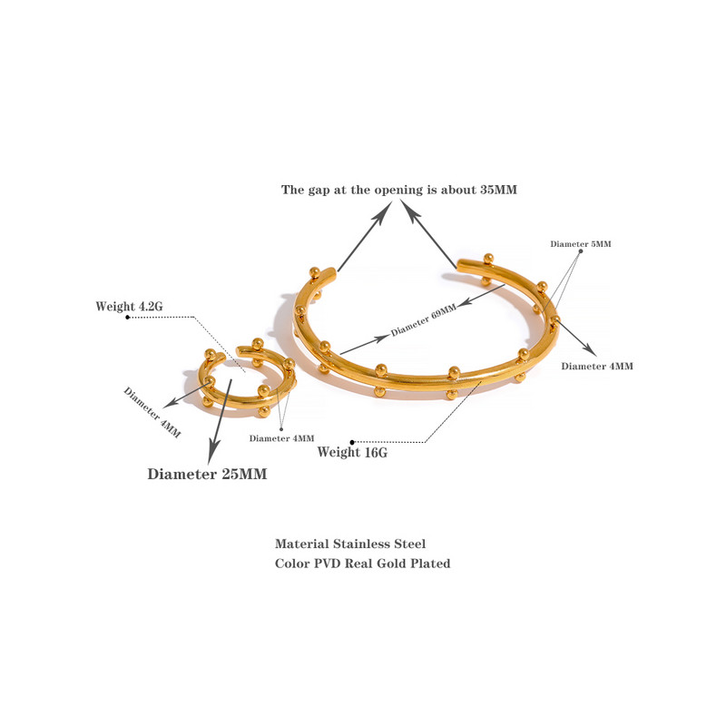 Yhpup Charm Minimalista bevont rozsdamentes acél nyitott karkötő gyűrűszett nőknek Stílusos egyedi divatékszer ajándék