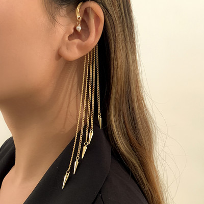 Ingemark Kpop cercel lung cu ciucuri pentru femei, doamne, fără piercing, cartilaj fals, cleme rafinate pentru oase, bijuterii pendente