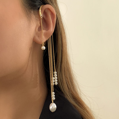 Ingemark Kpop cercel lung cu ciucuri pentru femei, doamne, fără piercing, cartilaj fals, cleme rafinate pentru oase, bijuterii pendente