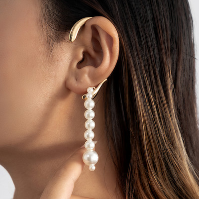 Ingemark Kpop cercel lung cu ciucuri pentru femei, doamne, fără piercing, cartilaj fals, cleme rafinate pentru oase, bijuterii pendente