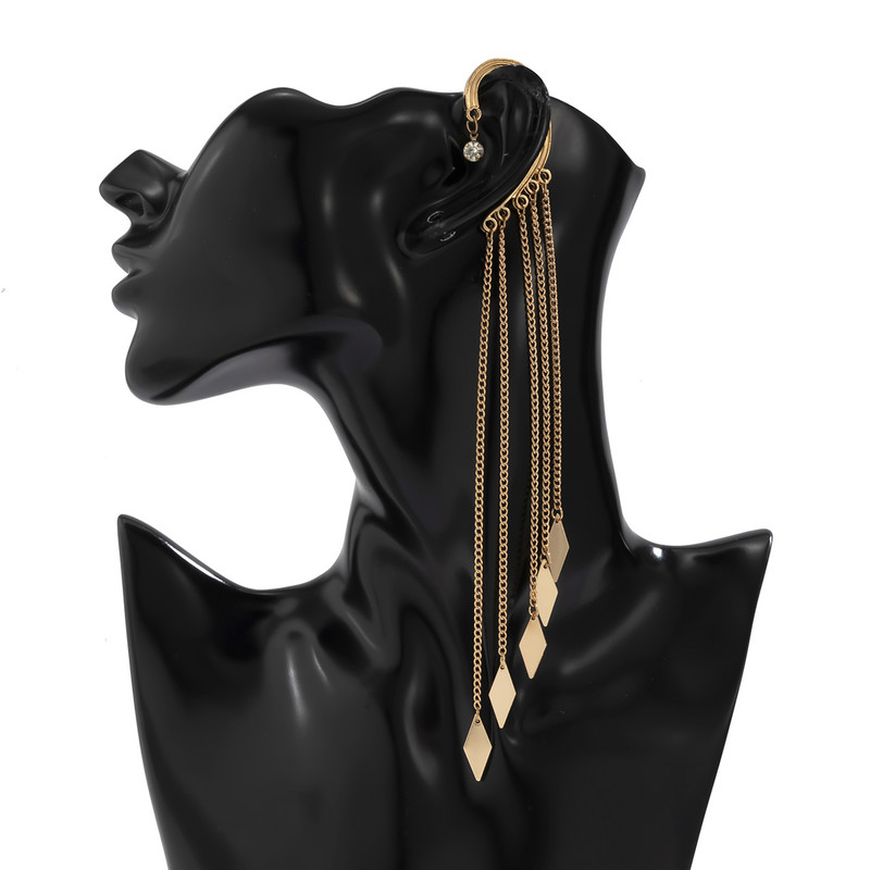 Ingemark Kpop cercel lung cu ciucuri pentru femei, doamne, fără piercing, cartilaj fals, cleme rafinate pentru oase, bijuterii pendente