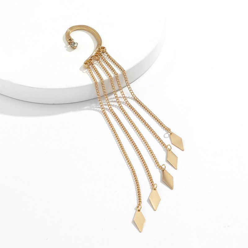 Ingemark Kpop cercel lung cu ciucuri pentru femei, doamne, fără piercing, cartilaj fals, cleme rafinate pentru oase, bijuterii pendente