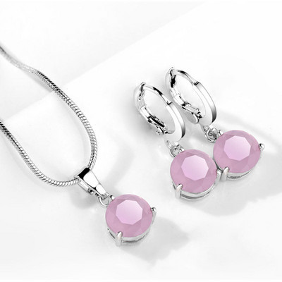 Klasikinis vestuvinių papuošalų rinkinys moterims Daugiaspalvis cirkonio sidabro spalvos auskarai, karoliai, dovanos, papuošalai KCS256