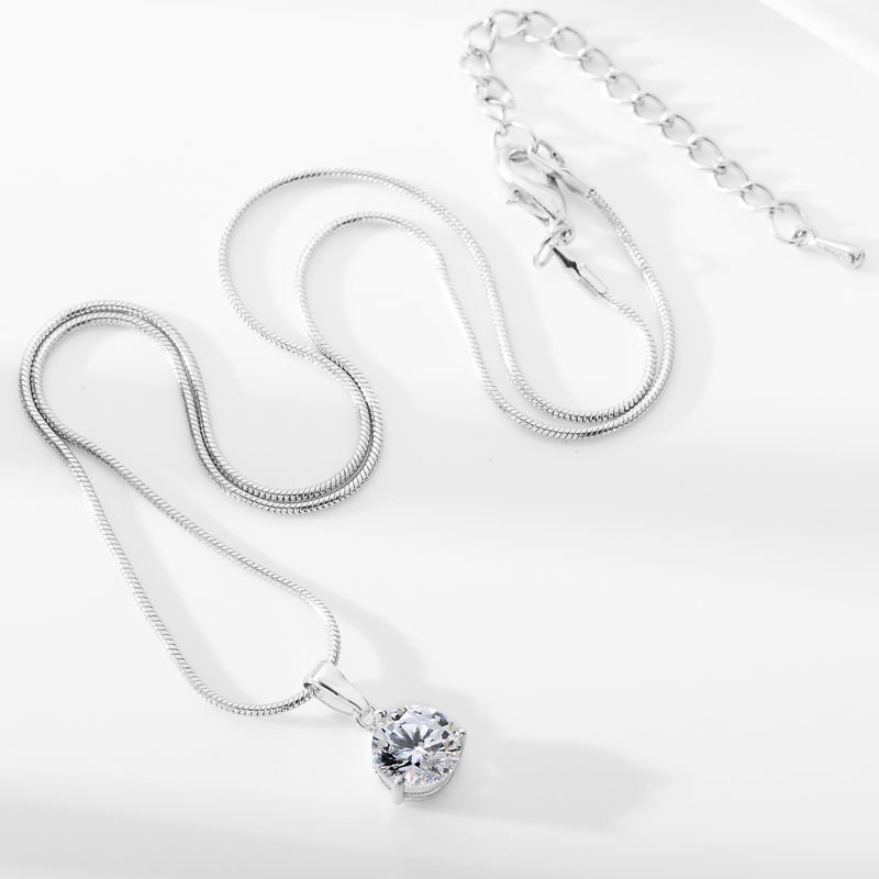 Klasikinis vestuvinių papuošalų rinkinys moterims Daugiaspalvis cirkonio sidabro spalvos auskarai, karoliai, dovanos, papuošalai KCS256