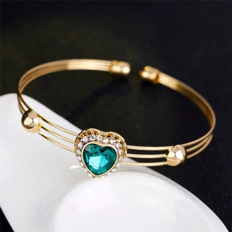 ZOSHI Fashion Love Heart Seturi de bijuterii pentru femei Seturi de nuntă cu pandantiv de cristal, colier placat cu aur, cercei, set de inele