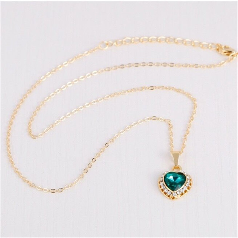 ZOSHI Fashion Love Heart Seturi de bijuterii pentru femei Seturi de nuntă cu pandantiv de cristal, colier placat cu aur, cercei, set de inele
