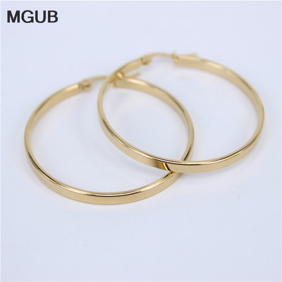 MGUB átmérő 30 mm-60 mm rozsdamentes acél ékszer nagy kristály karika fülbevaló arany színű kör kerek női fülbevaló LH505