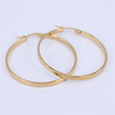 MGUB Diametru 30MM-60MM Bijuterii din oțel inoxidabil Cercei cu cerc cu cristale mari Cercei rotunzi cerc de culoare aurie pentru femei LH505