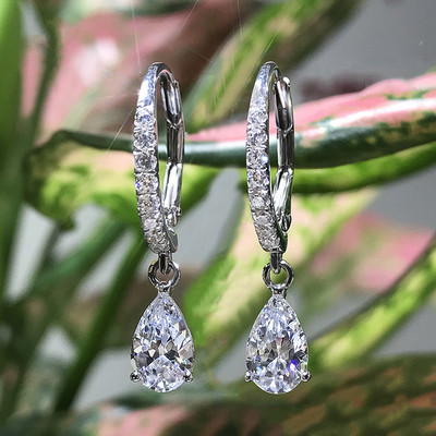 Huitan Delicate Pear CZ Drop Earrings Women Crystal High Quality Многофункционален хубав подарък Love Fashion Jewelry Daily Party Earrings