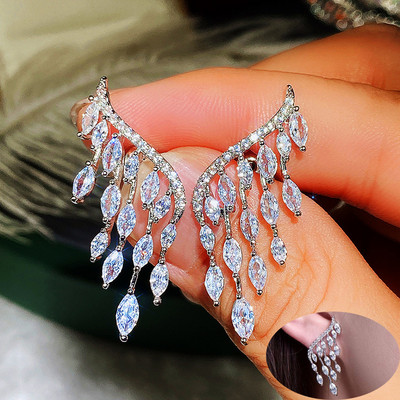 Mieli sidabro spalvos pareiškimai gėlių auskarai papuošalai su CZ cirkonio krištoliniu auskaru moterims vestuvinė dovana