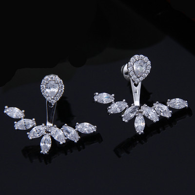 Mieli sidabro spalvos pareiškimai gėlių auskarai papuošalai su CZ cirkonio krištoliniu auskaru moterims vestuvinė dovana