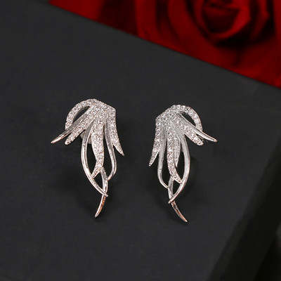 Mieli sidabro spalvos pareiškimai gėlių auskarai papuošalai su CZ cirkonio krištoliniu auskaru moterims vestuvinė dovana