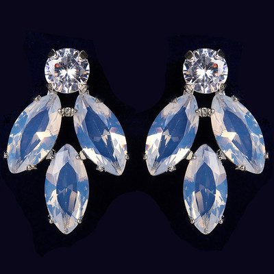 Mieli sidabro spalvos pareiškimai gėlių auskarai papuošalai su CZ cirkonio krištoliniu auskaru moterims vestuvinė dovana