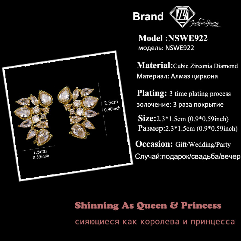 Mieli sidabro spalvos pareiškimai gėlių auskarai papuošalai su CZ cirkonio krištoliniu auskaru moterims vestuvinė dovana