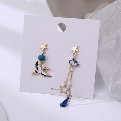 A divat aszimmetriája Aranyos macska legyező fülbevaló cica fülbevaló Rózsaszín nyúl cseresznyevirág kiegészítők trendi parti ékszer ajándék