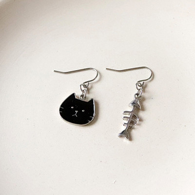 A divat aszimmetriája Aranyos macska legyező fülbevaló cica fülbevaló Rózsaszín nyúl cseresznyevirág kiegészítők trendi parti ékszer ajándék