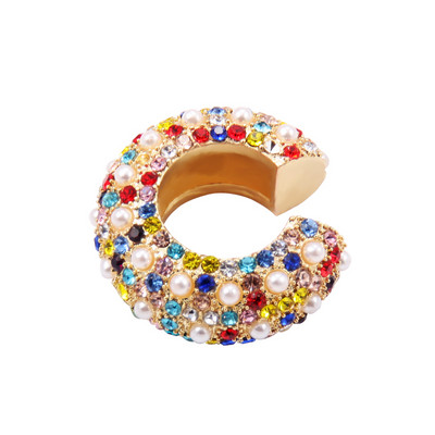 Manșetă de ureche de cristal de Boemia Itenice pentru femei, fată, multicoloră, stivuită în formă de C, cu strasuri, cercei cu cleme, culoare aurie
