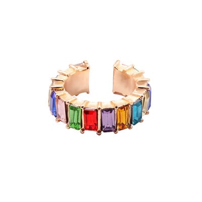 Manșetă de ureche de cristal de Boemia Itenice pentru femei, fată, multicoloră, stivuită în formă de C, cu strasuri, cercei cu cleme, culoare aurie