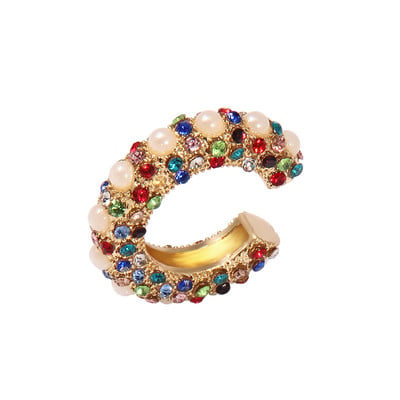 Manșetă de ureche de cristal de Boemia Itenice pentru femei, fată, multicoloră, stivuită în formă de C, cu strasuri, cercei cu cleme, culoare aurie