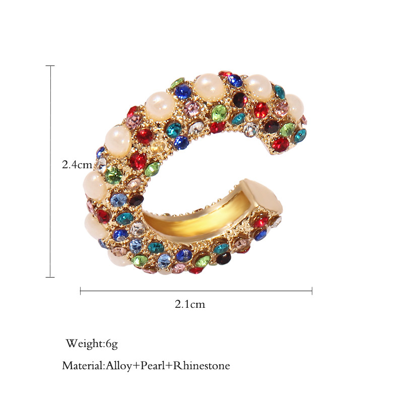 Manșetă de ureche de cristal de Boemia Itenice pentru femei, fată, multicoloră, stivuită în formă de C, cu strasuri, cercei cu cleme, culoare aurie
