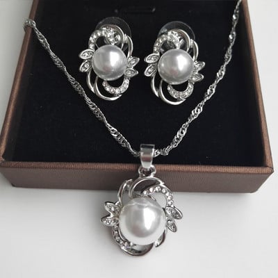 Set de bijuterii cu perle simulate de culoare aurie, cercei de cristal cu picături de apă pentru nuntă, set de colier, lanț de claviculă de șarpe