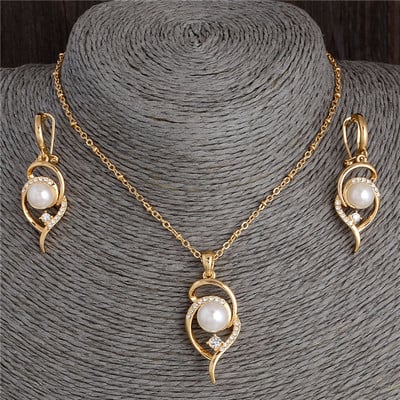 Set de bijuterii cu perle simulate de culoare aurie, cercei de cristal cu picături de apă pentru nuntă, set de colier, lanț de claviculă de șarpe