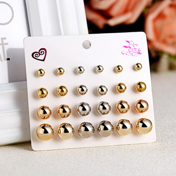 Rinhoo 12pairs Crystal Simulated Pearl Earrings Σετ Γυναικεία Πολύχρωμα Στρογγυλά Σκουλαρίκια με καρφιά Σκουλαρίκια Σκουλαρίκια με κοσμήματα γάμου