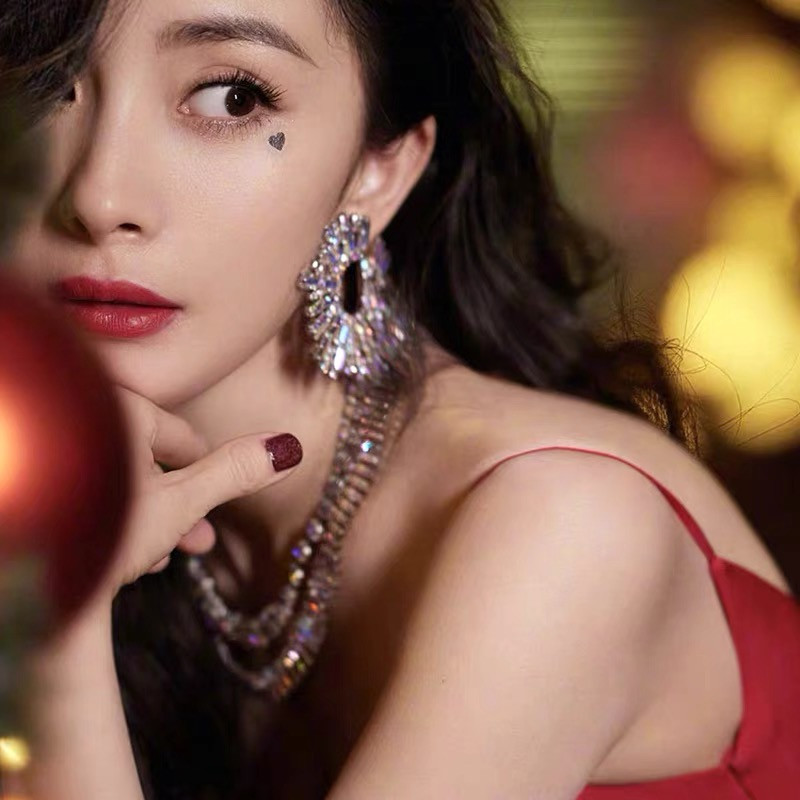 Prabangūs perdėti krištoliniai auskarai, dideli apskritimai, blizgūs kalnų krištoliniai auskarai moterims, 2022 m. madingi papuošalai