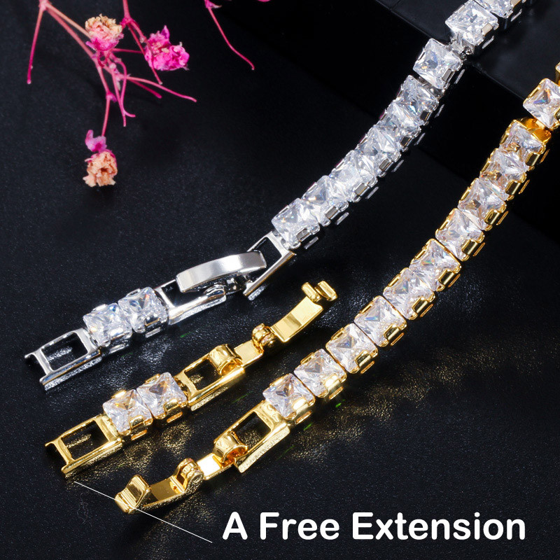 CWWZirkoni vrlo sjajni kubni cirkonij u boji žutog zlata, ženska ogrlica s ogrlicom i naušnicama za zabave, komplet nakita za mladenke T421