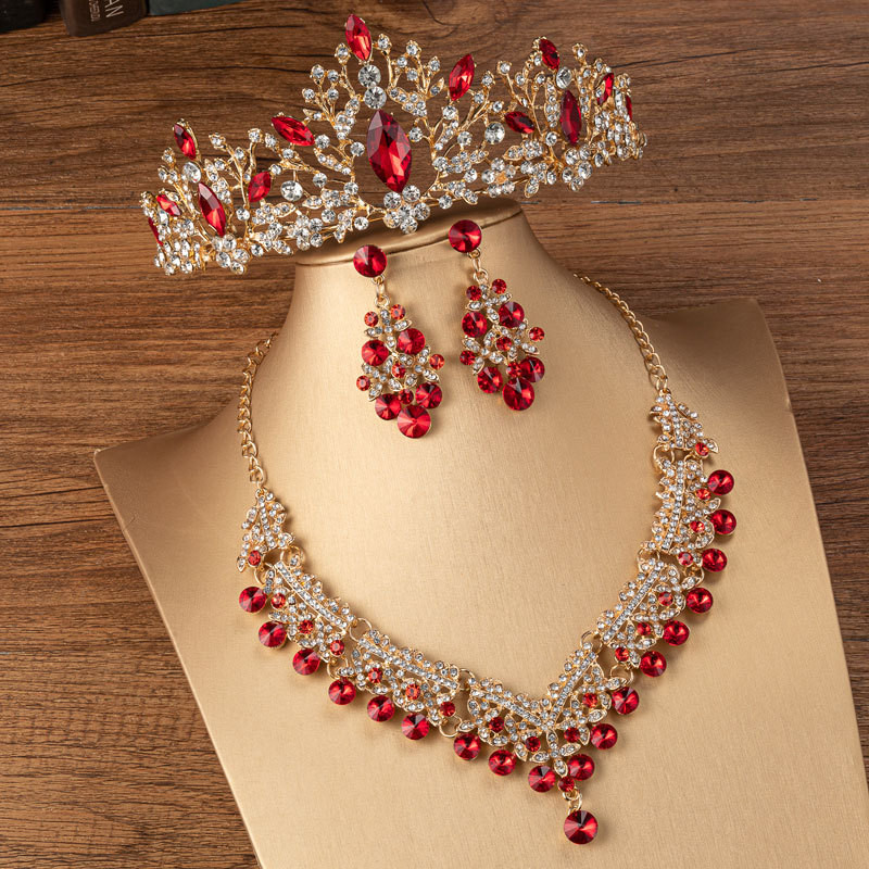 KMVEXO Seturi superbe de bijuterii de mireasă din cristal pentru femei, la modă, diademe, cercei, colier, coroană, nuntă, set de bijuterii Dubai