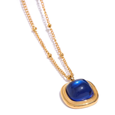 Yhpup kvadratiniai raudoni mėlyni krištoliniai auskarai pakabukai karoliai iš nerūdijančio plieno papuošalų rinkiniai moterims mada Prancūzija žavesys Joyas