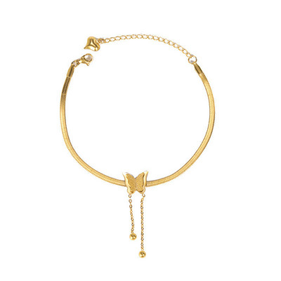 316L rozsdamentes acél előkelő ékszer matt 2 rétegű Butterfly Choker Charms Snake Bone női ékszer szett