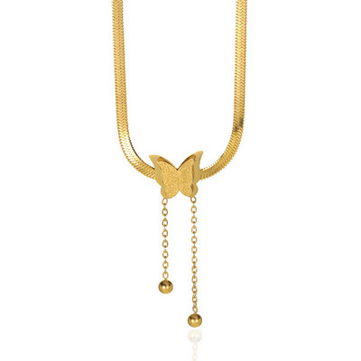 316L rozsdamentes acél előkelő ékszer matt 2 rétegű Butterfly Choker Charms Snake Bone női ékszer szett