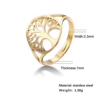 Skyrim Tree of Life Регулируем пръстен Викинг Пръстени за пръсти от неръждаема стомана Амулет Бижута Подаръци за годишнина за жени Мъже 2023 г.