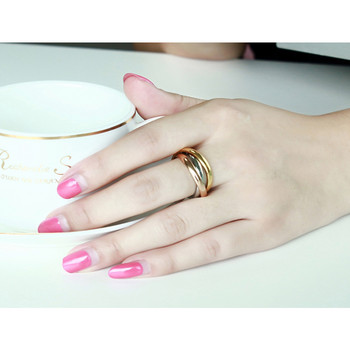 Vnox Classic 3 кръга комплекти пръстени Дамски сватбени годежни бижута за пръсти от неръждаема стомана