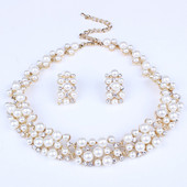 ZOSHI Fashion Seturi de bijuterii cu perle pentru femei Set de bijuterii din margele africane, placat cu aur, cristal de nunta, colier Dubai, bijuterii