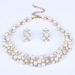 ZOSHI Fashion Seturi de bijuterii cu perle pentru femei Set de bijuterii din margele africane, placat cu aur, cristal de nunta, colier Dubai, bijuterii