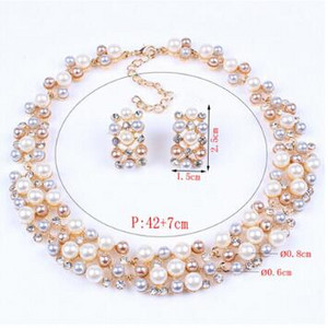 ZOSHI Fashion Seturi de bijuterii cu perle pentru femei Set de bijuterii din margele africane, placat cu aur, cristal de nunta, colier Dubai, bijuterii