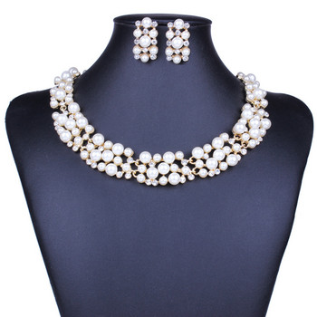 Σετ κοσμημάτων ZOSHI Fashion Pearl για γυναίκες Αφρικανικές χάντρες Σετ κοσμημάτων επίχρυσο κρύσταλλο γάμου Νυφικό Κολιέ Ντουμπάι Κοσμήματα