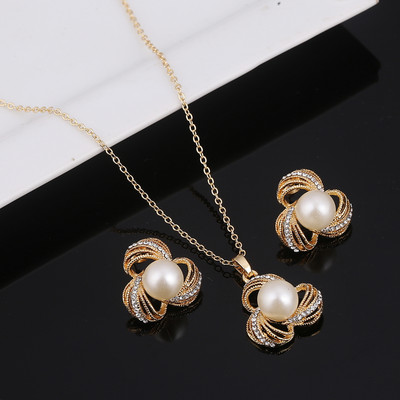 ZOSHI Fashion Seturi de bijuterii cu perle pentru femei Set de bijuterii din margele africane, placat cu aur, cristal de nunta, colier Dubai, bijuterii