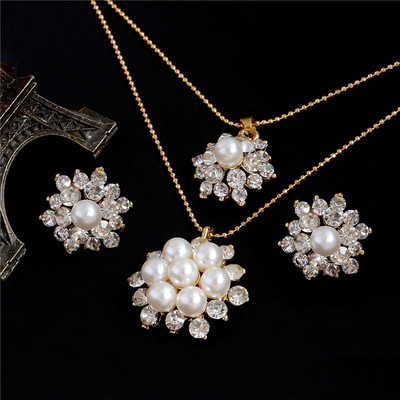 ZOSHI Fashion Seturi de bijuterii cu perle pentru femei Set de bijuterii din margele africane, placat cu aur, cristal de nunta, colier Dubai, bijuterii