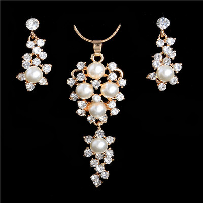 ZOSHI Fashion Seturi de bijuterii cu perle pentru femei Set de bijuterii din margele africane, placat cu aur, cristal de nunta, colier Dubai, bijuterii