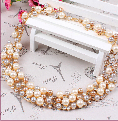 ZOSHI Fashion Seturi de bijuterii cu perle pentru femei Set de bijuterii din margele africane, placat cu aur, cristal de nunta, colier Dubai, bijuterii