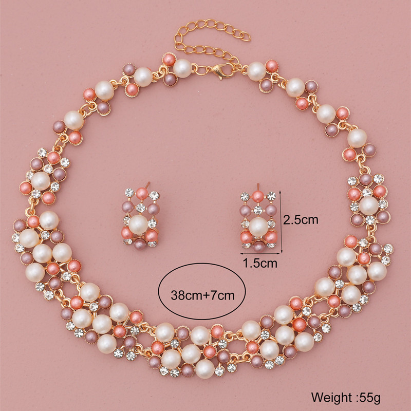 ZOSHI Fashion Seturi de bijuterii cu perle pentru femei Set de bijuterii din margele africane, placat cu aur, cristal de nunta, colier Dubai, bijuterii